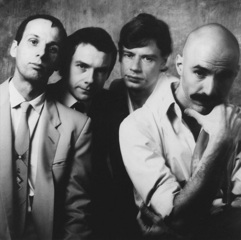The Eighties King Crimson Line Up (l to r: Adrian Belew, Robert Fripp, Bill Bruford, Tony Levin)